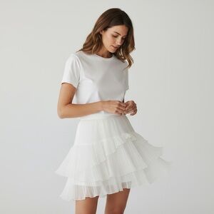 Massimo Dutti White Layered Skater Skirt